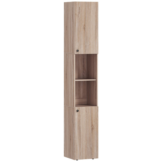 HOMCOM 6-Tier Tall Bathroom Cabinet - Natural