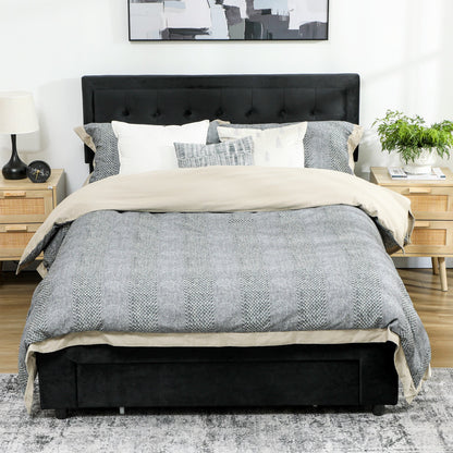 HOMCOM King Size Ottoman Bed Frame, with Front Drawer - Black