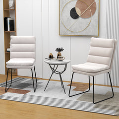 Leisure Chair Upholstered Accent Chair with Wood Heavy-duty Metal Frame-White