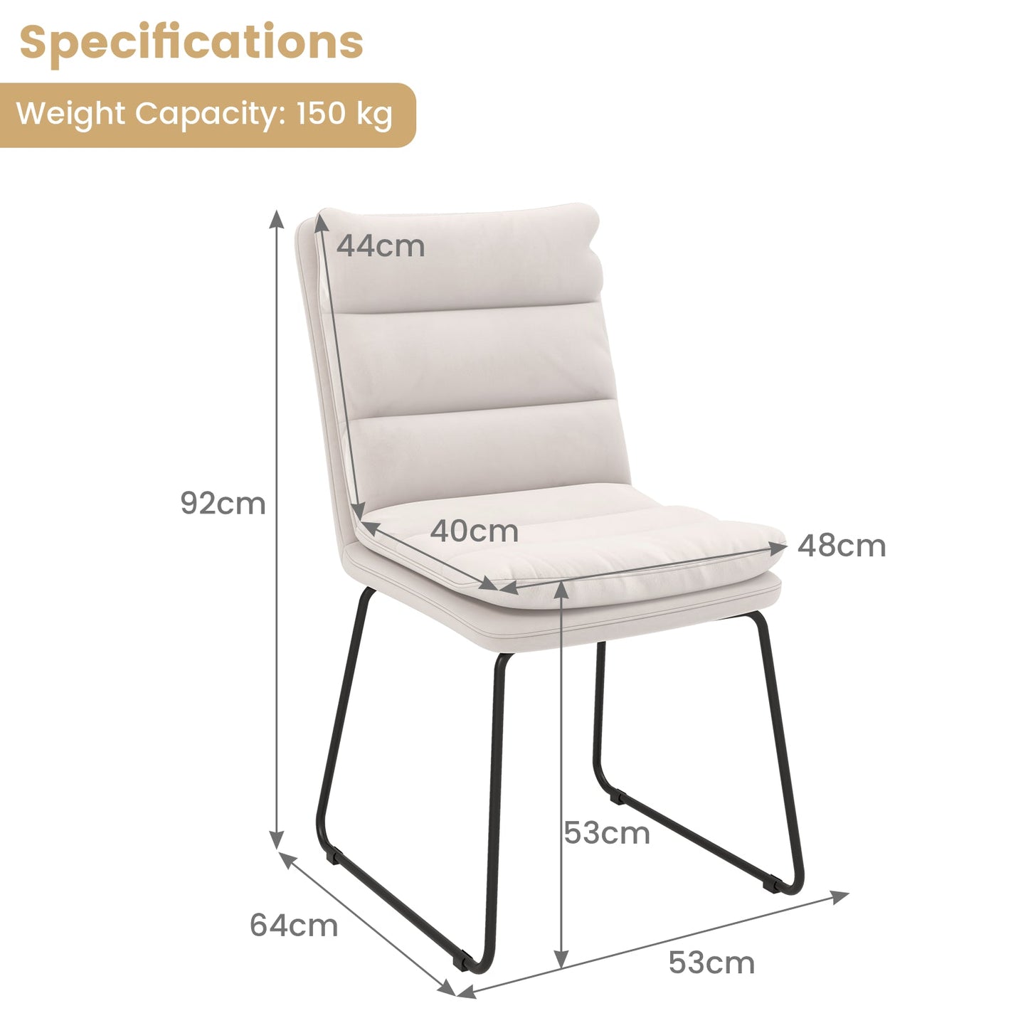 Leisure Chair Upholstered Accent Chair with Wood Heavy-duty Metal Frame-White