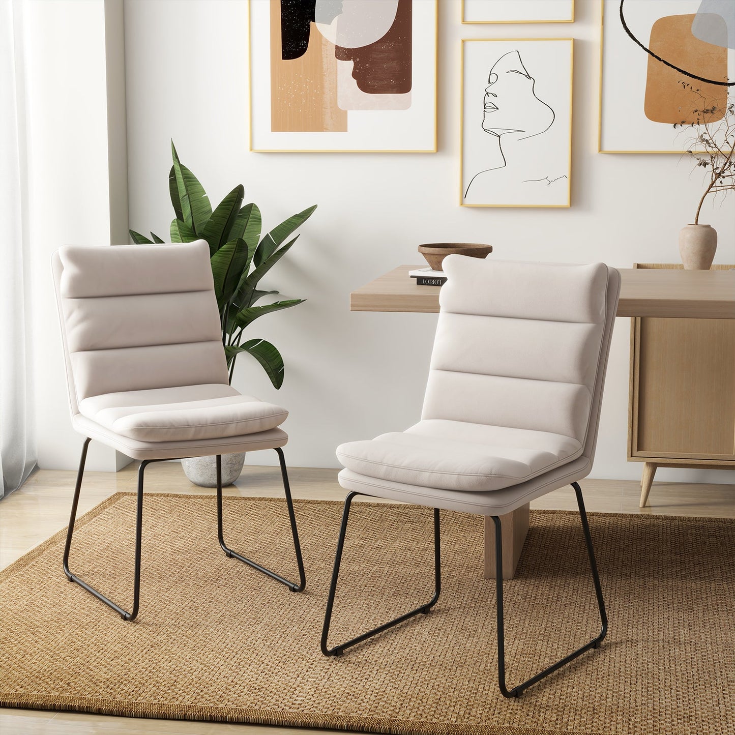 Leisure Chair Upholstered Accent Chair with Wood Heavy-duty Metal Frame-White