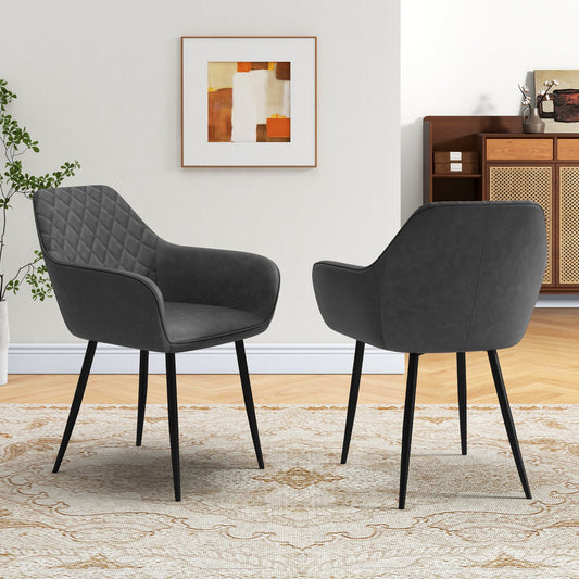 Leisure Dining Chair Set of 4 Upholstered Accent Chairs with Curved Backrest