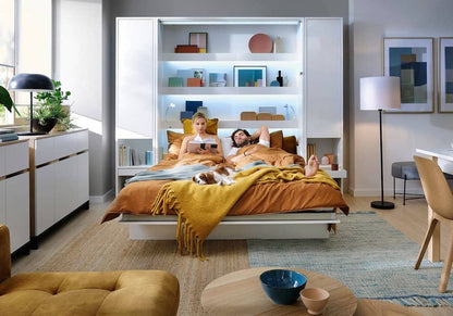 BC-01 Vertical Wall Bed Concept 140cm With Storage Cabinets and LED
