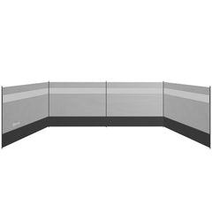 Outsunny Camping Windbreaker with Clear Windows, Carry Bag and Steel Poles, for Beach Caravan Campervan, 725 x 140cm, Grey