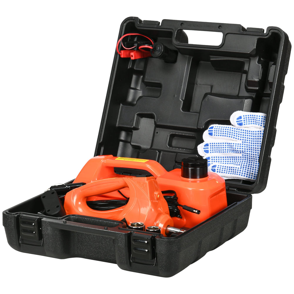 DURHAND 5 Ton Electric Car Jack Kit with 12V Auto Car Floor Jack, Impact Wrench, 15.5-45cm Tyre Lift Emergency Tyre Repair Kit with Case for Cars, SUVs, Sedans, MPVs