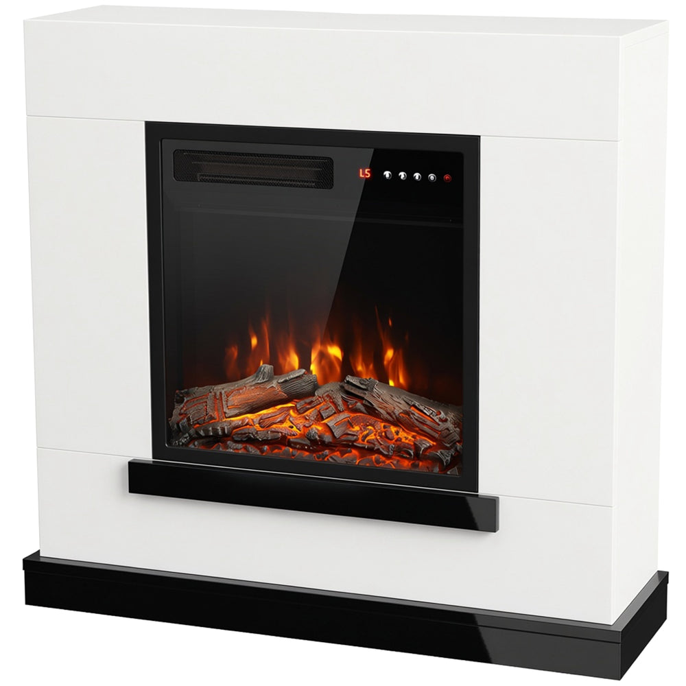 HOMCOM Freestanding Electric Fireplace Suite, Electric Fire and Surround, Adjustable Flame Effect, Remote, Timer, 900W/1800W