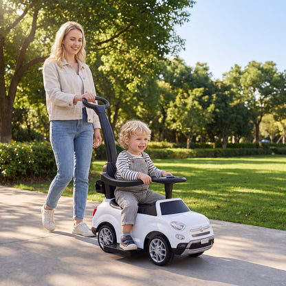 Licensed FIAT Ride On Car 2-in-1 Push Car with Removable Handle-White