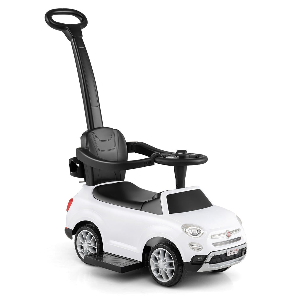 Licensed FIAT Ride On Car 2-in-1 Push Car with Removable Handle-White