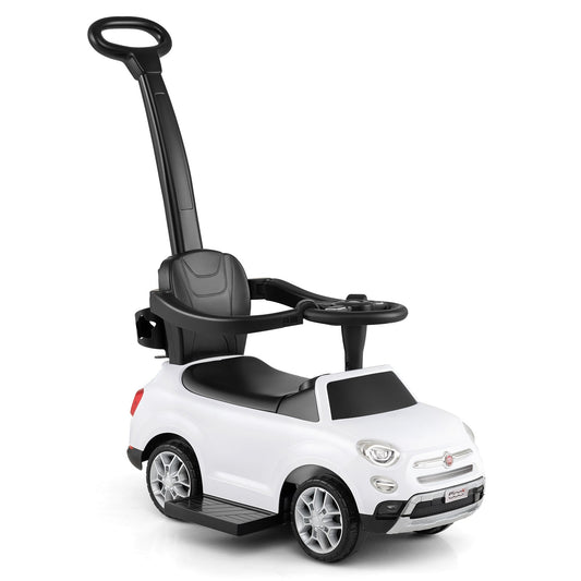 Licensed FIAT Ride On Car 2-in-1 Push Car with Removable Handle-White