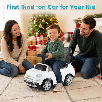 Licensed FIAT Ride On Car 2-in-1 Push Car with Removable Handle-White