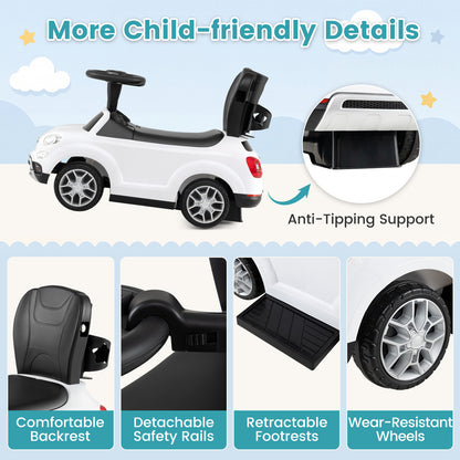 Licensed FIAT Ride On Car 2-in-1 Push Car with Removable Handle-White
