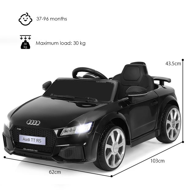 Licensed Audi TTRS 12V Battery-Powered Vehicle with 2 Motors MP3 music-Black