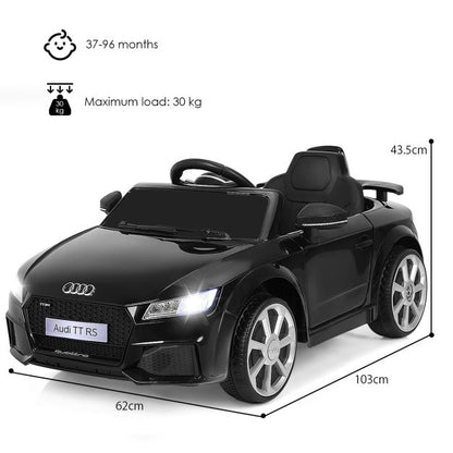 Licensed Audi TTRS 12V Battery-Powered Vehicle with 2 Motors MP3 music-Black