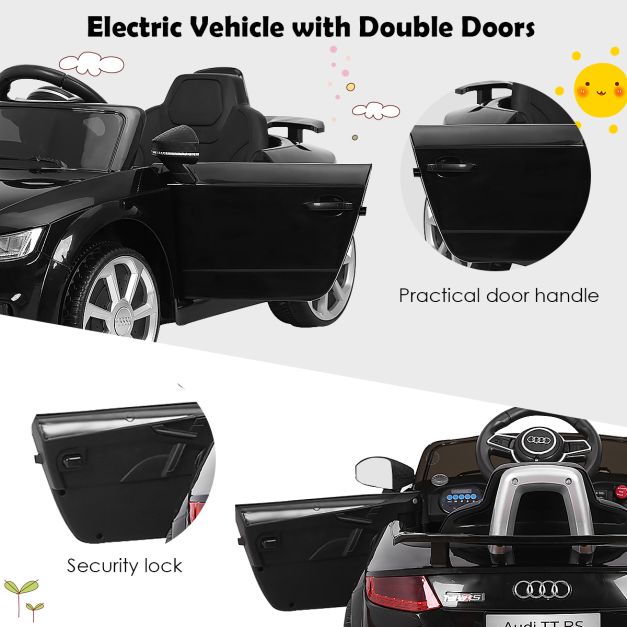 Licensed Audi TTRS 12V Battery-Powered Vehicle with 2 Motors MP3 music-Black