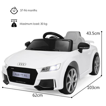 Licensed Audi TTRS 12V Battery-Powered Vehicle with 2 Motors MP3 music-White