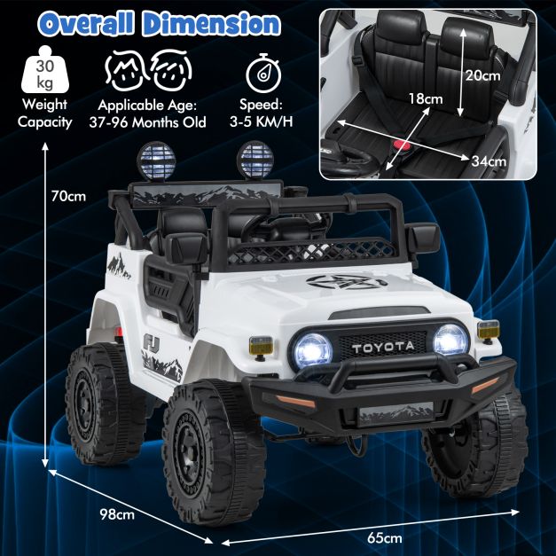 12V 7Ah Licensed Toyota FJ Cruiser Electric Car with Remote Control-White