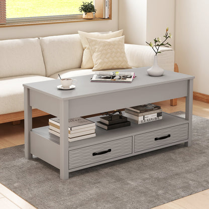 Lift Top Coffee Table Farmhouse Accent Table with Storage-Grey