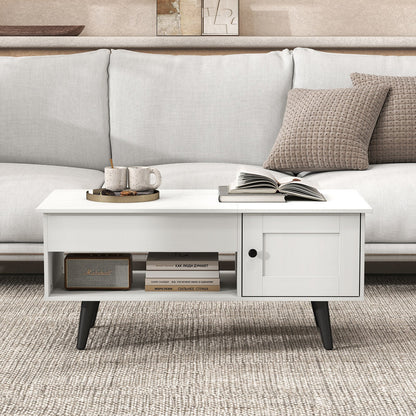 Lift Top Coffee Table with Storage Living Room Table with Hidden Compartment-White