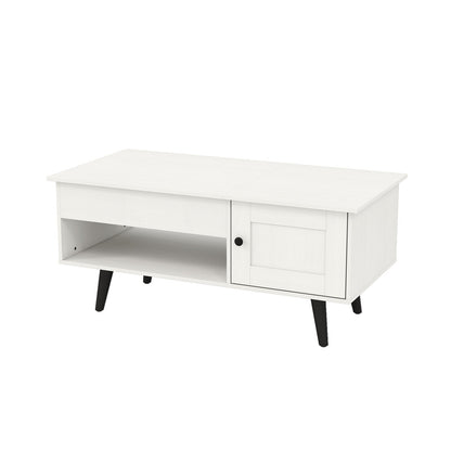 Lift Top Coffee Table with Storage Living Room Table with Hidden Compartment-White