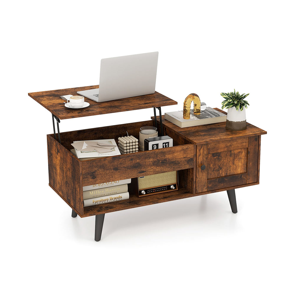 Lift Top Coffee Table with Storage Living Room Table with Hidden Compartment-Rustic Brown