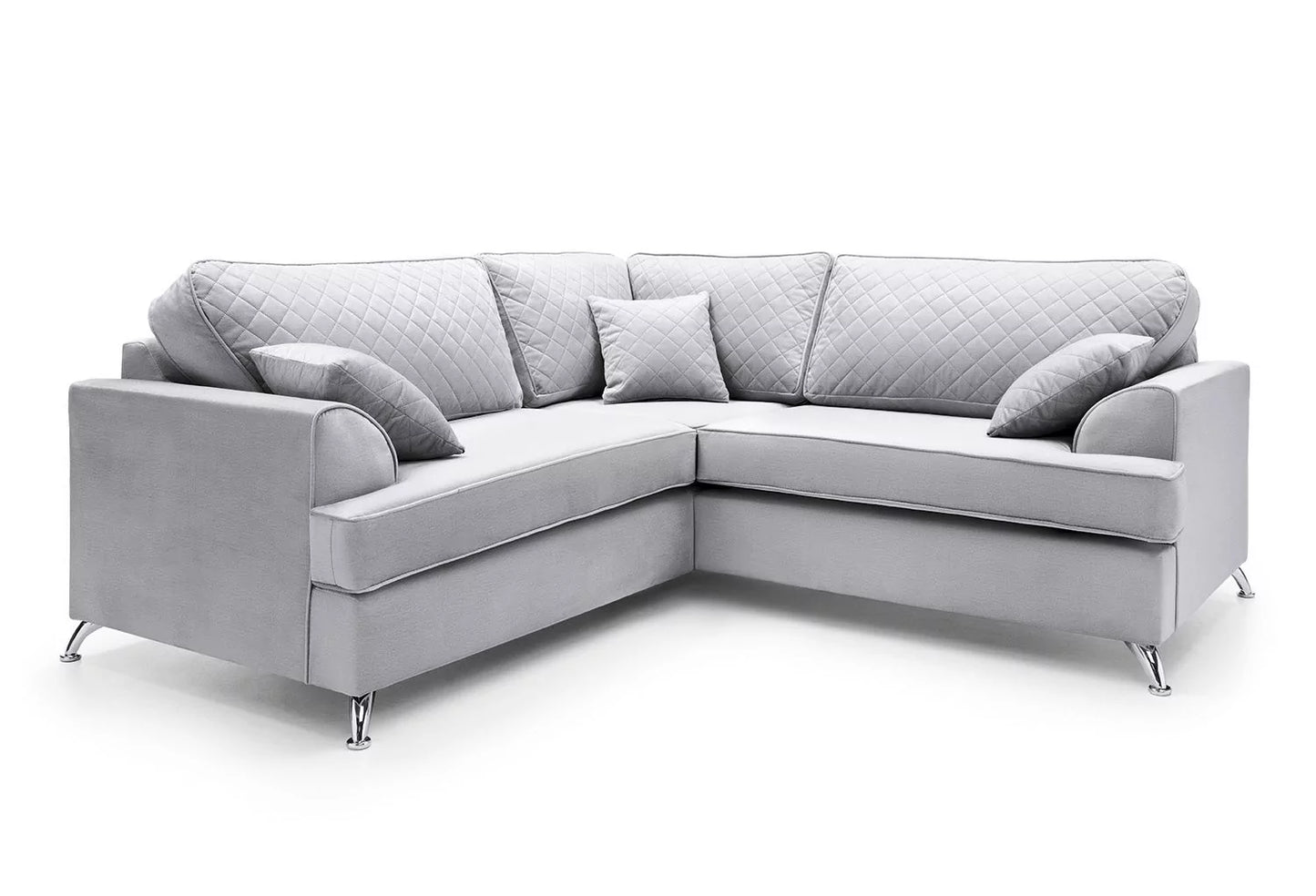 Fergasson Velvet Corner Sofa - Light Grey