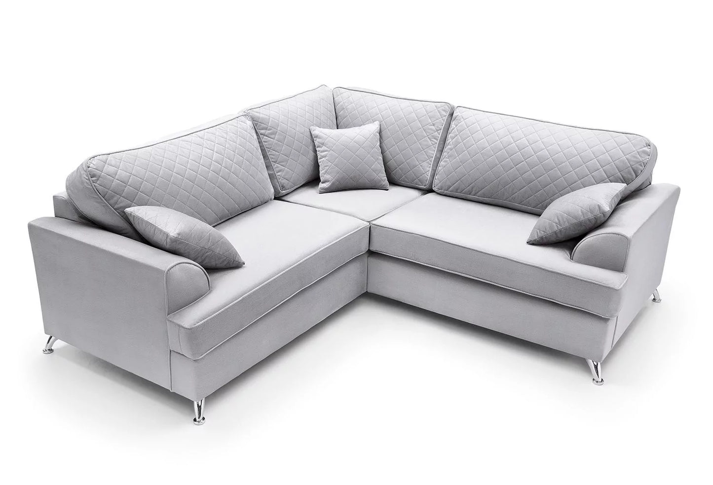 Fergasson Velvet Corner Sofa - Light Grey