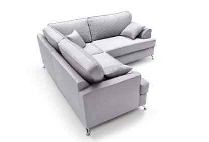 Fergasson Velvet Corner Sofa - Light Grey