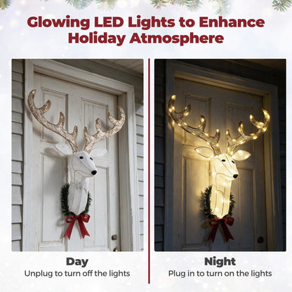 Lighted Christmas Wall Decoration Reindeer Head for Holiday Decor
