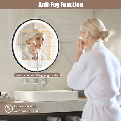 Lighted Bathroom Mirror with 3 Color LED Light Memory Function