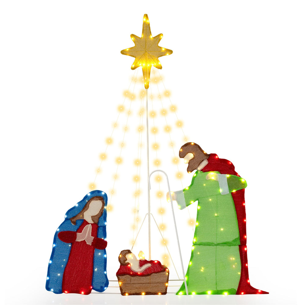 Nativity Scene Pre-lit Holy Family Christmas Decoration with 209 Warm White LED Lights
