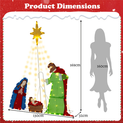 Nativity Scene Pre-lit Holy Family Christmas Decoration with 209 Warm White LED Lights