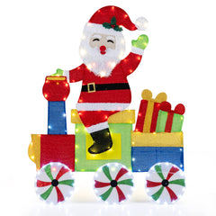 Lighted Santa on Train Christmas Decoration with LED Lights