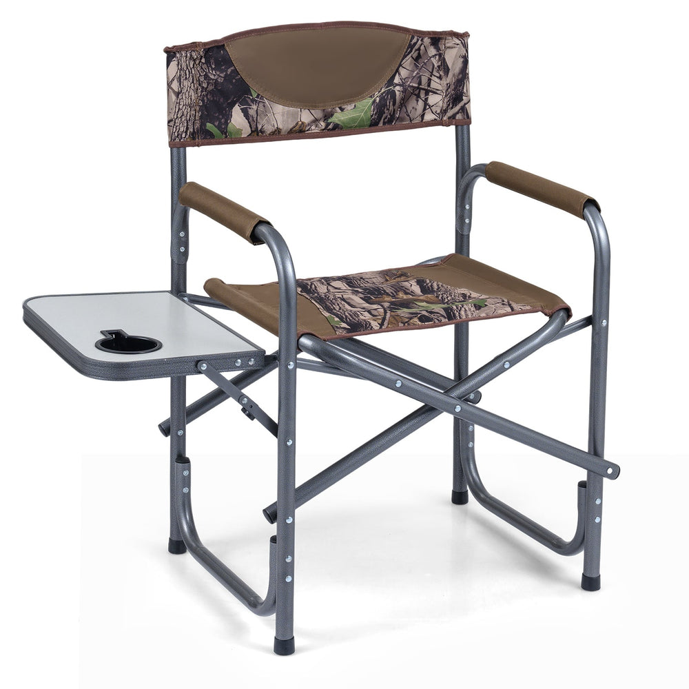 Lightweight Portable Directors Chair with Side Table and Cup Holder-Camouflage