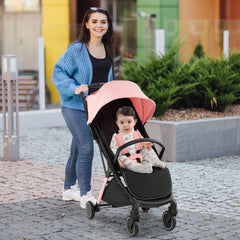 Lightweight Baby Stroller with Detachable Seat Cover-Pink