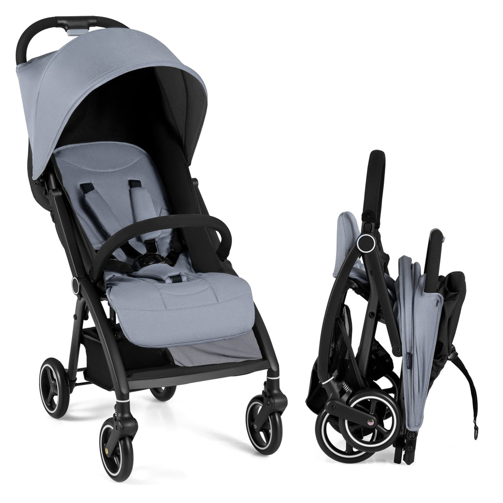 Lightweight Foldable Baby Stroller with Adjustable Backrest and Canopy-Light Grey