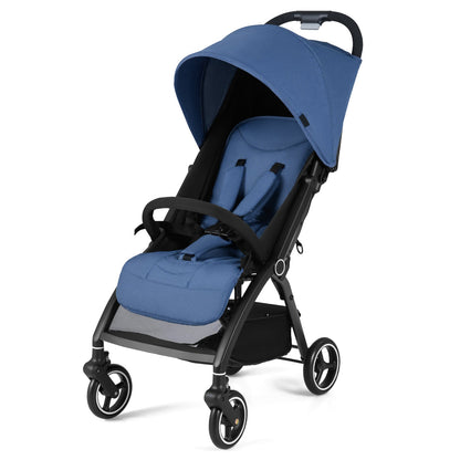 Lightweight Foldable Baby Stroller with Adjustable Backrest and Canopy-Navy
