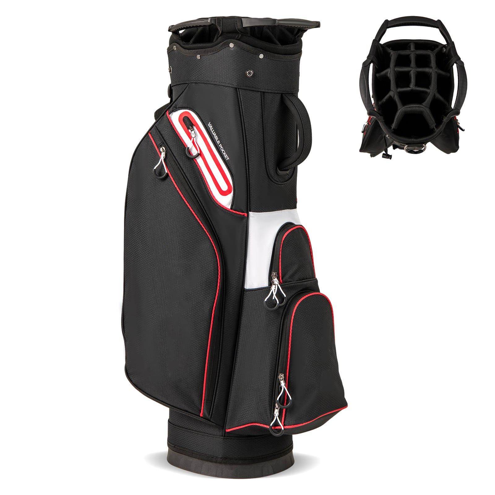 Lightweight Golf Cart Bag with 14-Way Divider Top and Cooler Pocket-Black