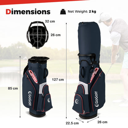 Lightweight Golf Cart Bag with 14-Way Divider Top and Cooler Pocket-Navy