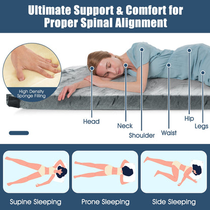 Waterproof Roll up Lightweight Memory Foam Camping Mattress with Carrying Bag-Grey