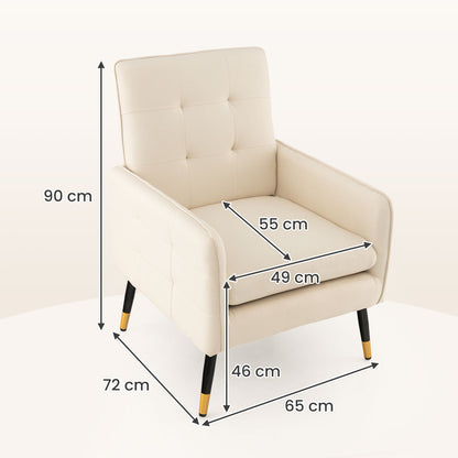Linen Fabric Accent Chair Single Sofa with Removable Seat Cushion-Beige