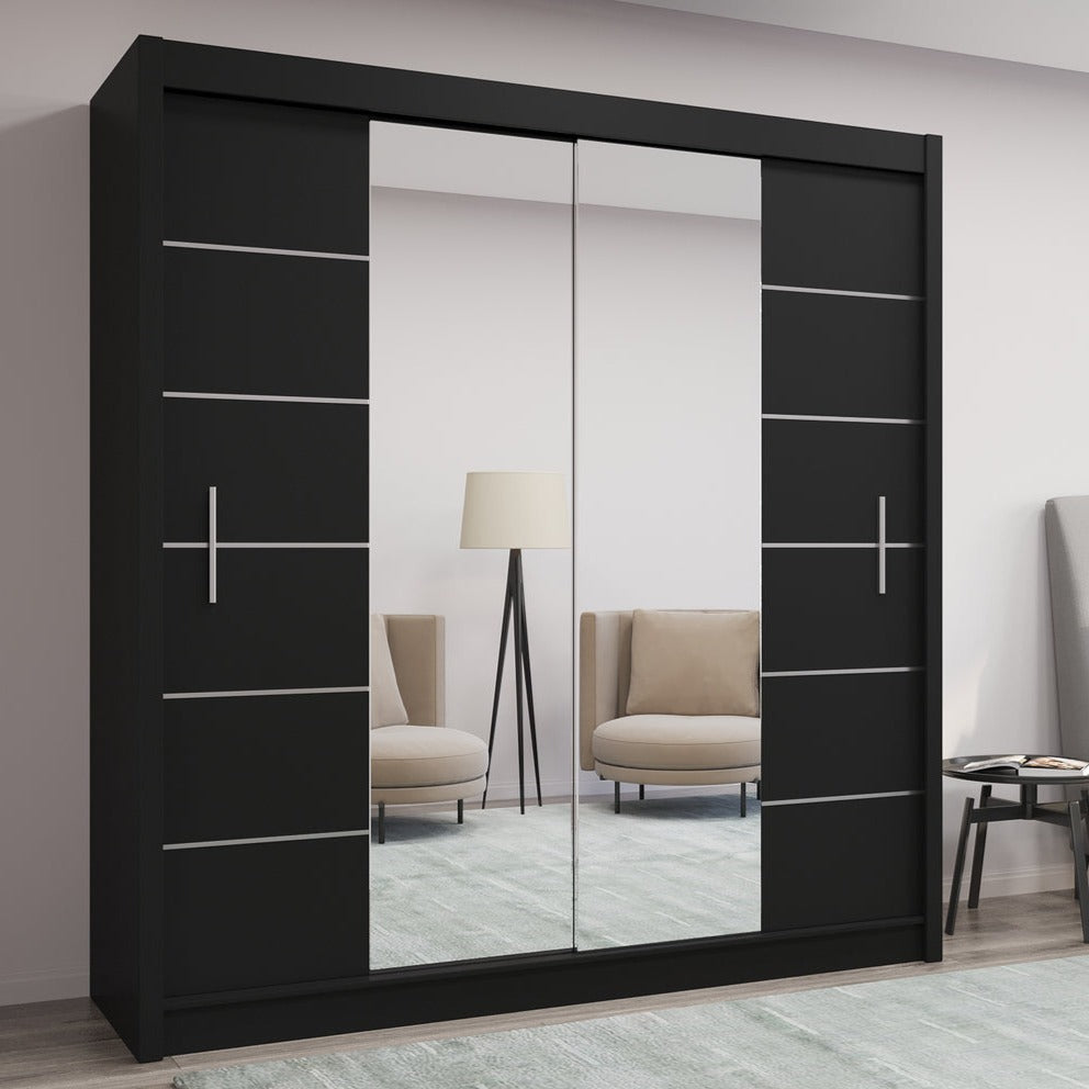 Luzern Sliding Door 203cm Mirror Wardrobe - Oak Sonoma