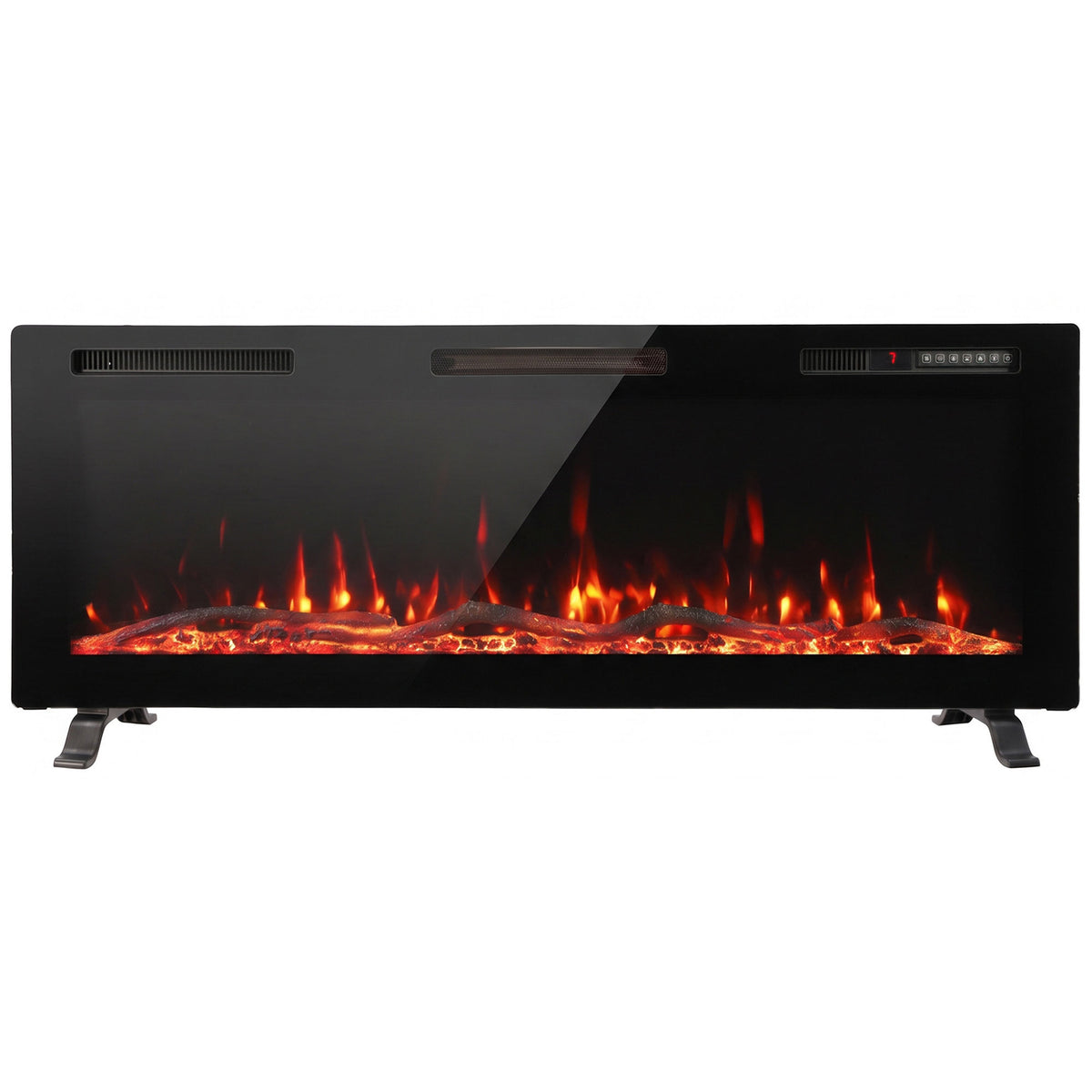 HOMCOM 3 IN 1 Slim Electric Fire, Wall Mounted/Recessed/Freestanding, Electric Fireplace with 12 Flame Colours, 5 Brightness