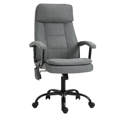 Vinsetto Office Chair, Linen Fabric Desk Chair with 2 Point Massage in Lumbar, Adjustable Height, Rolling Wheels, Grey