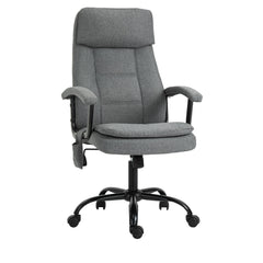 Vinsetto Office Chair, Linen Fabric Desk Chair with 2 Point Massage in Lumbar, Adjustable Height, Rolling Wheels, Grey