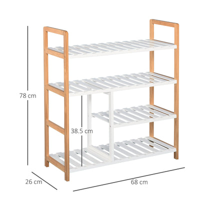 HOMCOM 4 Tier Shoe Racks Storage Stand Shelf Organizer Wood Frame 78 x 68 x 26 cm Hallway Furniture