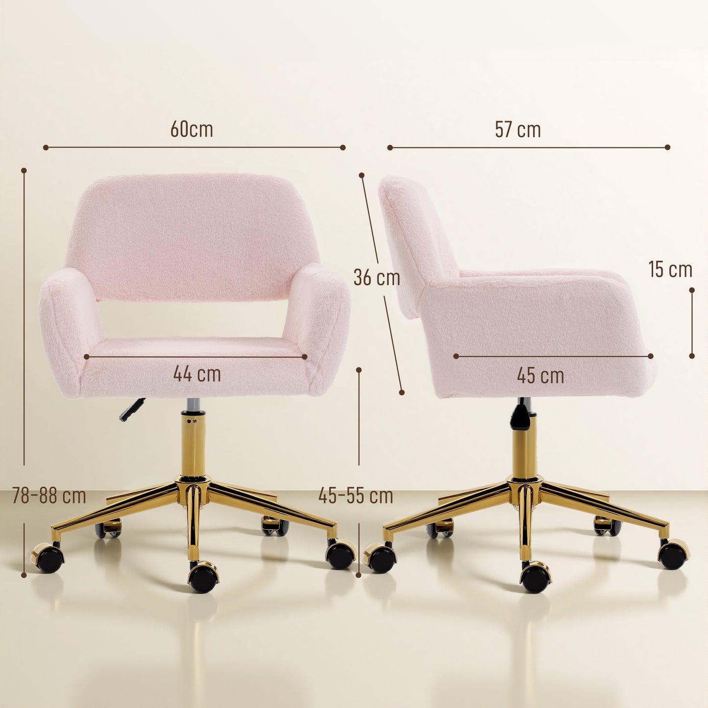 HOMCOM Faux Fur Rabbit Chair - Light Pink