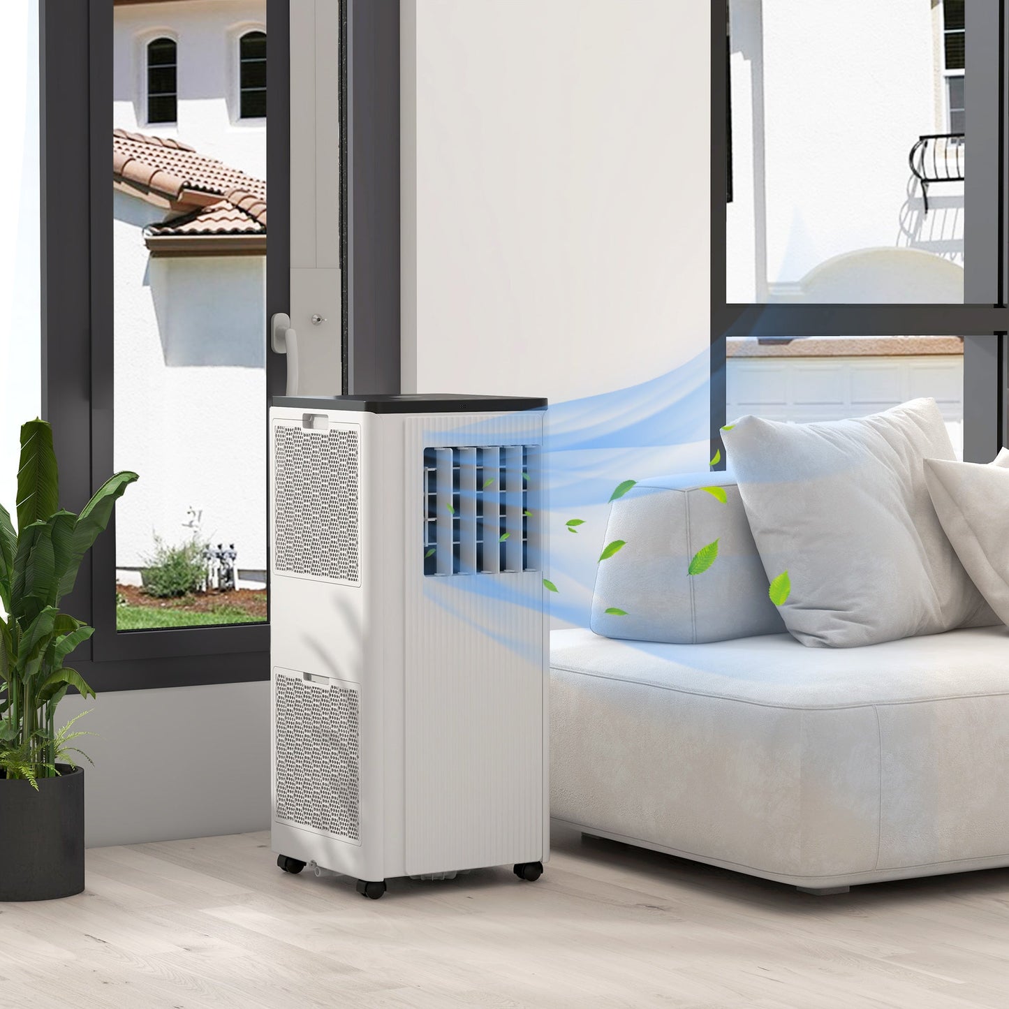 HOMCOM 7,000 BTU App-Controlled Mobile Air Conditioner, 15m2 Radius - White