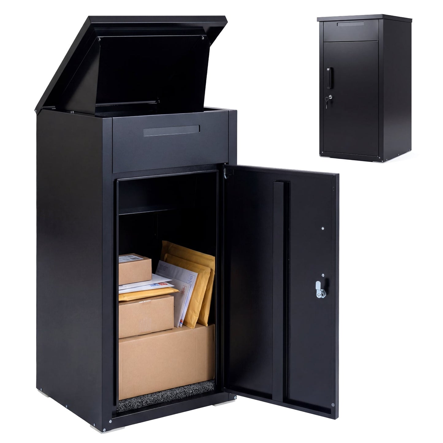 Lockable Delivery Box for Outside with Coded Lock & Anti-Theft Board-Black