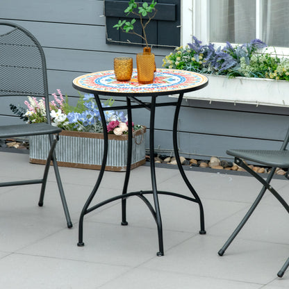 Outsunny _60cm Mosaic Outdoor Patio Table - Red