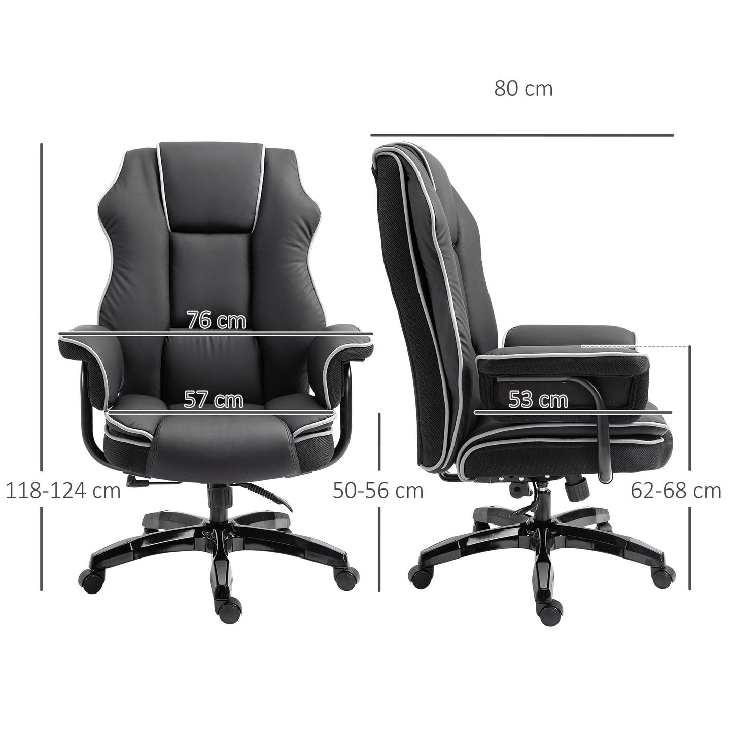 Vinsetto Faux Leather Executive Office Chair, with Contrast Piping - Black/White